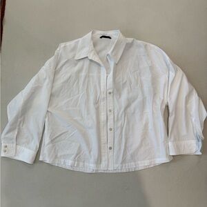 Zara White Casual Button Down Shirt